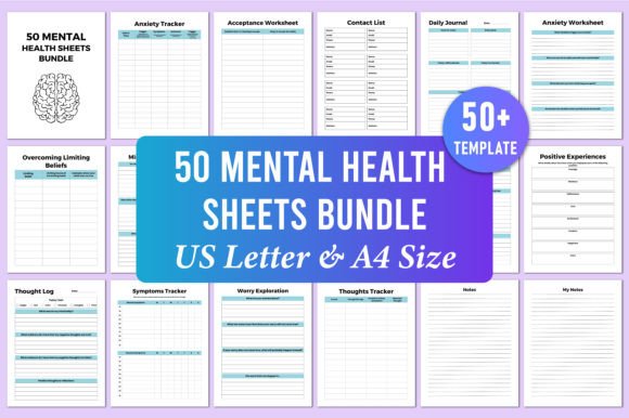 Download Editable 50 Mental Health Sheets Bundle - Health Collection