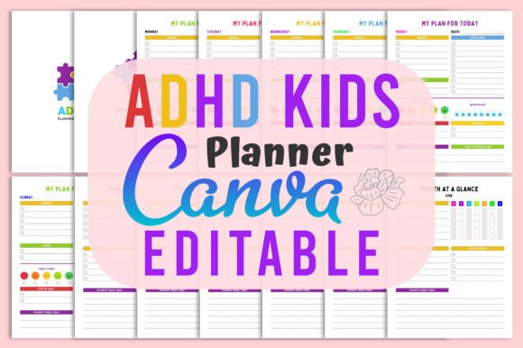 Download ADHD Canva Editable Planner for Kids KDP - Premium Bundle