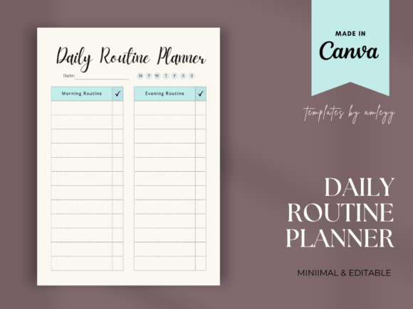 Download Retro Minimalist Daily Routine Planner - Daily routine Collection