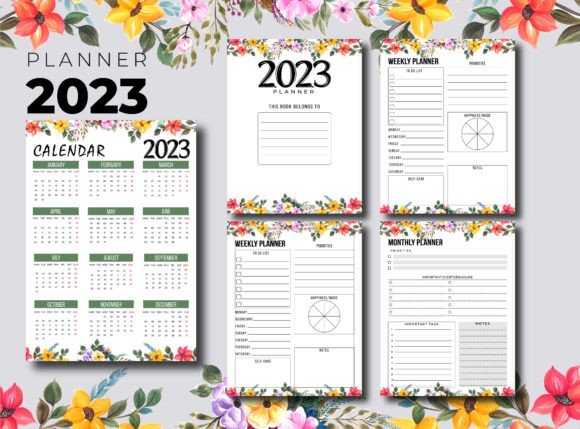 Download Floral 2023 Planner KDP Interior - 2023 planner Collection