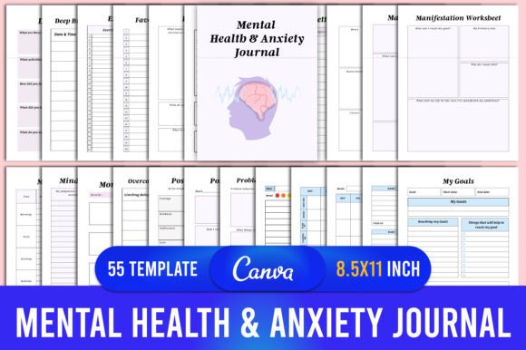 Download Mental Health &amp; Anxiety Journal Canva - Health Collection
