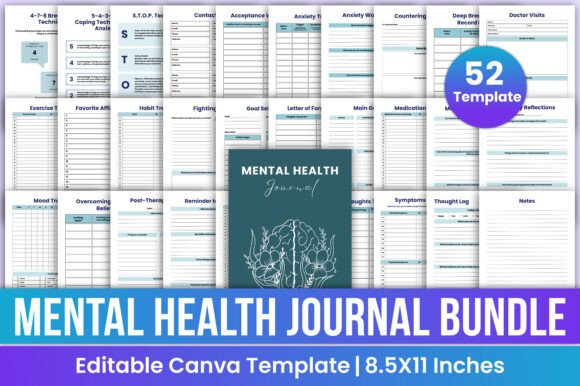 Download Mental Health Journal Bundle Canva Kdp - Health Collection