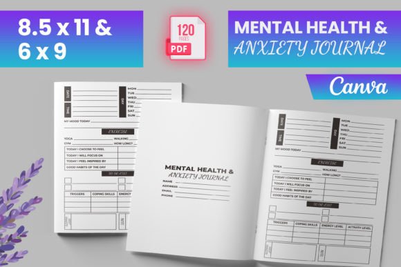 Download Mental Health &amp; Anxiety Journal Canva - Health Collection